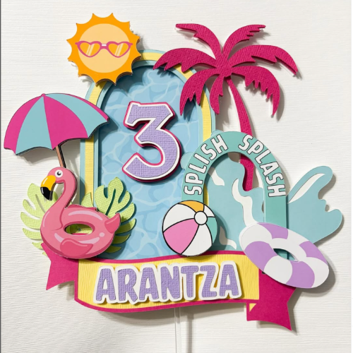 Pool Party Cake Toper Custom