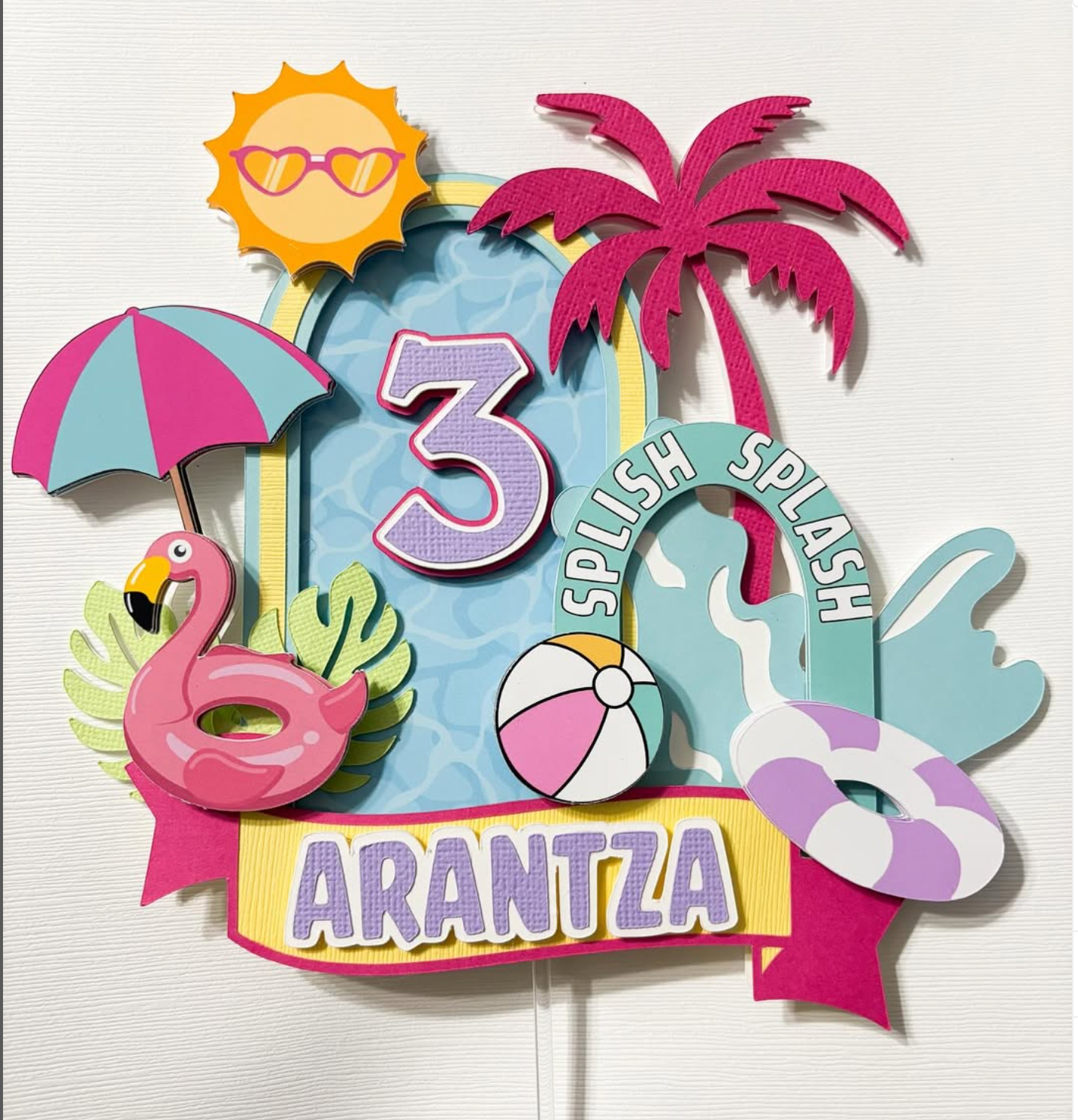 Pool Party Cake Toper Custom