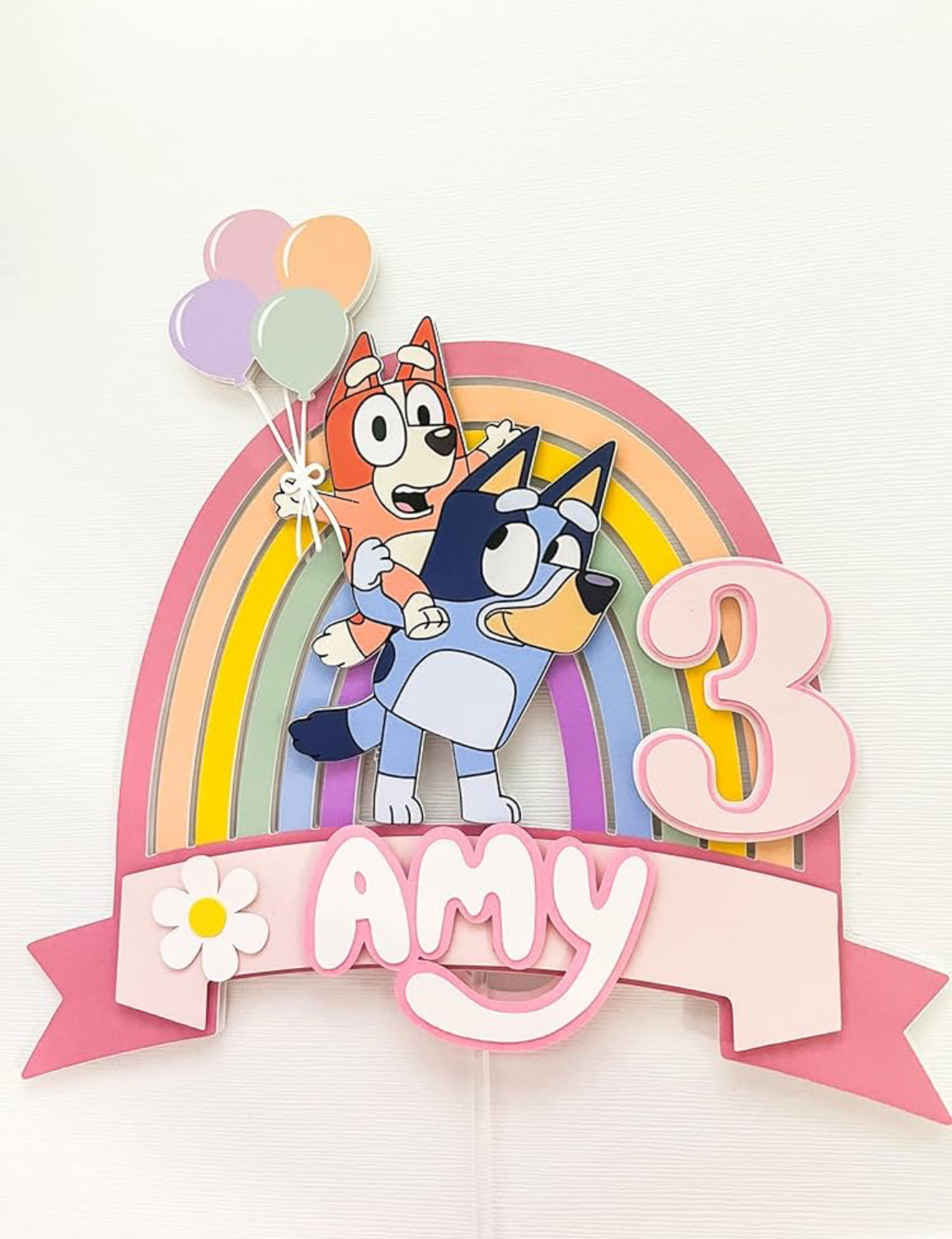 Bluey Cake Topper Rainbow
