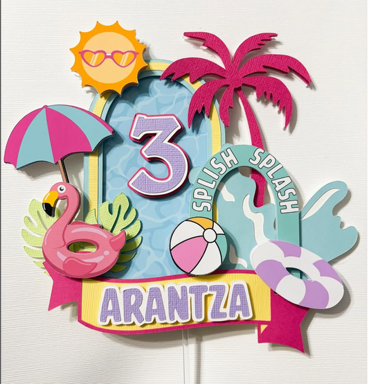 Pool Party Cake Toper Custom